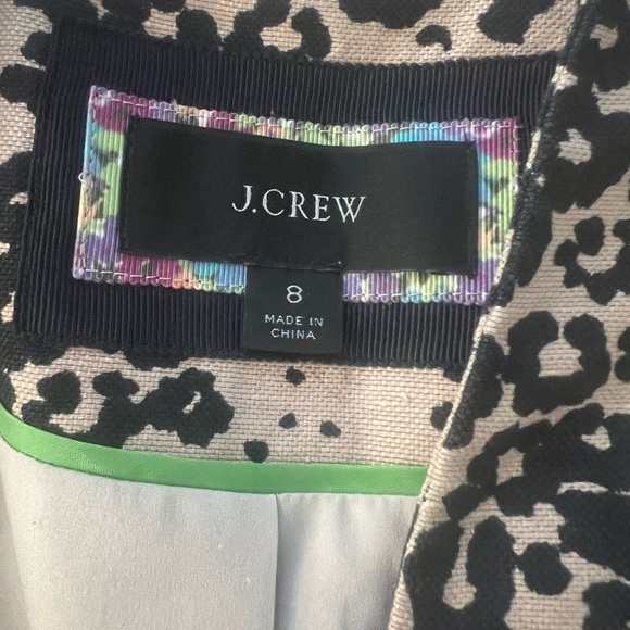 J. CREW black and tan leopard print Going Out cropped blazer jacket size 8 - Picture 5 of 6